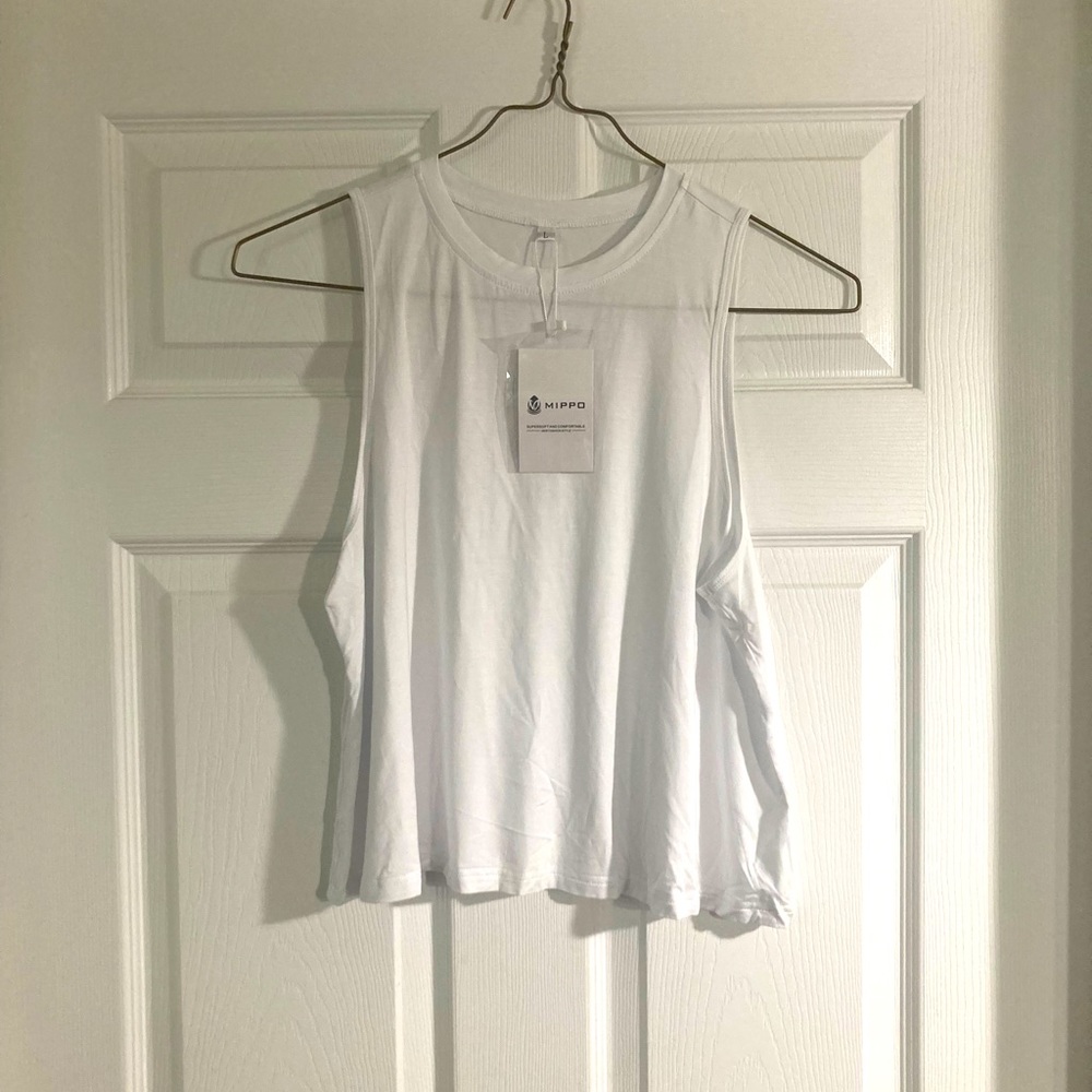 White Mippo Modal and Spandex Crop Top Size L